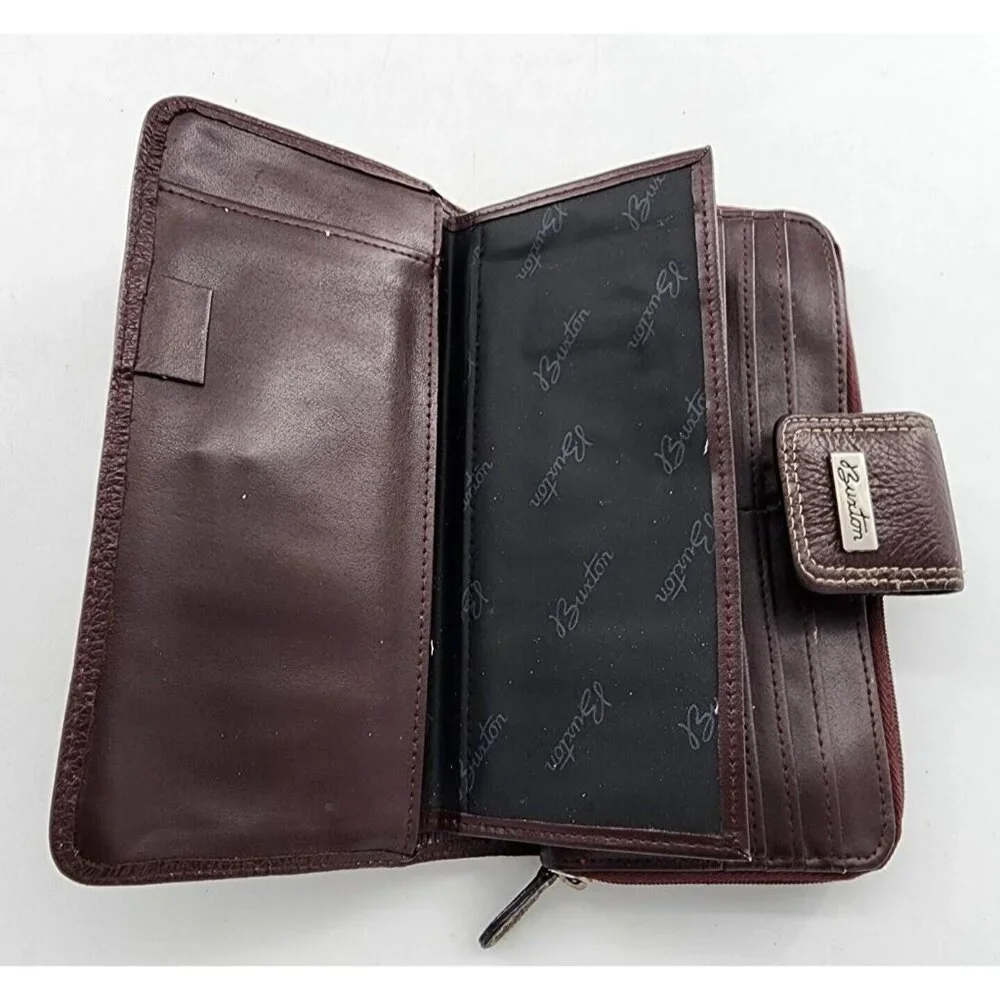 Buxton Heiress Tab Ensemble Snap Wallet Brown‎ Checkbook Slot ID Card Holders